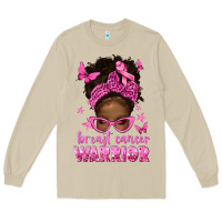 Mushroom afro messy bun breast cancer warrior Long Sleeve Tee - texasbilliewilder
