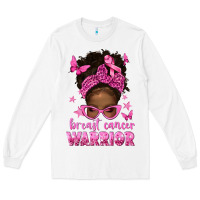 White afro messy bun breast cancer warrior Long Sleeve Tee - texasbilliewilder