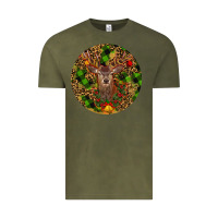 Vintage Olive Christmas Reindeer Vintage Tee - RanaPortraitStore