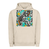 Pigment French Oak Western Gun And Sheriff Stars With Cowhide Seamless Pattern Urban Hoodie - BundleAndBundleShop