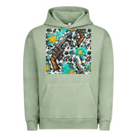 Pigment Oil Green Western Gun And Sheriff Stars With Cowhide Seamless Pattern Urban Hoodie - BundleAndBundleShop