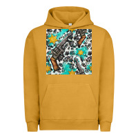 Pigment Peanut Butter Western Gun And Sheriff Stars With Cowhide Seamless Pattern Urban Hoodie - BundleAndBundleShop