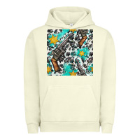 Pigment Pistachio Western Gun And Sheriff Stars With Cowhide Seamless Pattern Urban Hoodie - BundleAndBundleShop