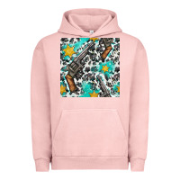 Pigment Salmon Western Gun And Sheriff Stars With Cowhide Seamless Pattern Urban Hoodie - BundleAndBundleShop