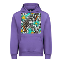 Tulip Western Gun And Sheriff Stars With Cowhide Seamless Pattern Urban Hoodie - BundleAndBundleShop