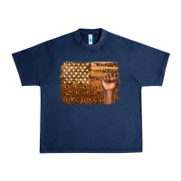 Navy American melanin flag Urban Heavy Tee - texasbilliewilder
