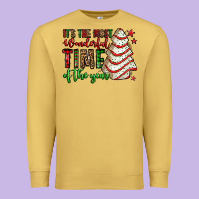 It's The Most Wonderful Time Of The Year Christmas Tree Cake Premium Sweatshirt Designed By Jasminsmagicworld