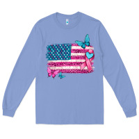 Colony Blue American flag breast cancer with ribbon Long Sleeve Tee - texasbilliewilder