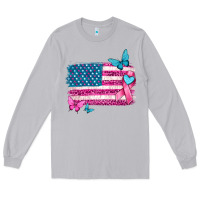 Moon Dust American flag breast cancer with ribbon Long Sleeve Tee - texasbilliewilder