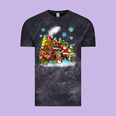 Christmas Santa And Friends Train Vintage Tee Designed By Zillion Design Studio