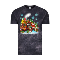 Cloud Black christmas santa and friends train Vintage Tee - Zillion Design Studio