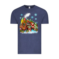 Vintage Denim christmas santa and friends train Vintage Tee - Zillion Design Studio