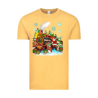 Vintage Mustard christmas santa and friends train Vintage Tee - Zillion Design Studio