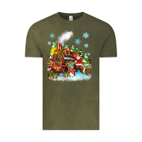 Vintage Olive christmas santa and friends train Vintage Tee - Zillion Design Studio
