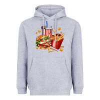Heather Grey hamburger potatoes and coke Heavyweight Hoodie - AdoDesignShop