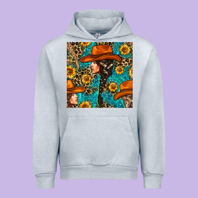 Western Girl Hair Clasp And Sunflower With Leopard And Glitter Seamles Urban Hoodie Designed By Bundleandbundleshop