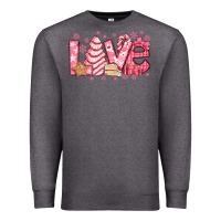 Charcoal Heather love pink christmas tree cake Premium Sweatshirt - Jasminsmagicworld