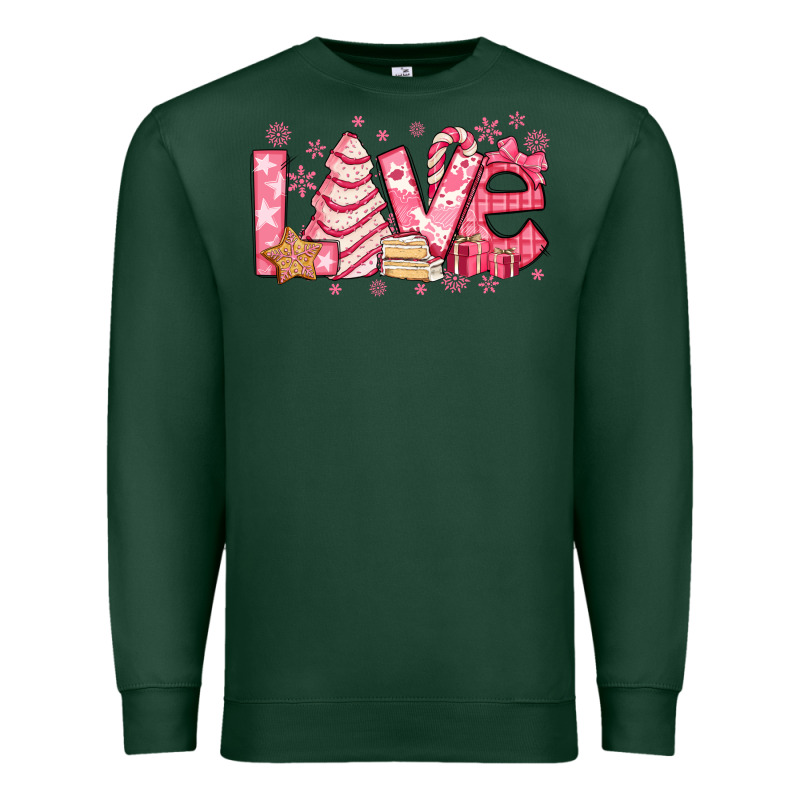 Love Pink Christmas Tree Cake Premium Sweatshirt by Jasminsmagicworld | Teevron