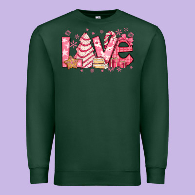 Love Pink Christmas Tree Cake Premium Sweatshirt Designed By Jasminsmagicworld