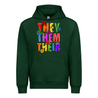 Forest Green They Them Their Pride LGBTQ Urban Hoodie - BundleAndBundleShop