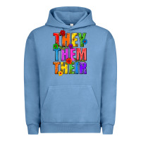 Pigment Pebble Blue They Them Their Pride LGBTQ Urban Hoodie - BundleAndBundleShop