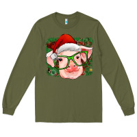 Army Green christmas pig Long Sleeve Tee - RanaPortraitStore