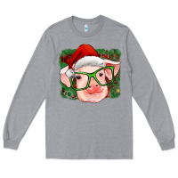 Heather Grey christmas pig Long Sleeve Tee - RanaPortraitStore