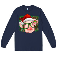 Navy christmas pig Long Sleeve Tee - RanaPortraitStore