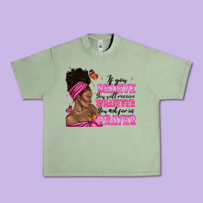 Urban Heavy Tee afro woman bun and religion faith prayer