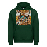 Forest Green Western Bull Skull And Sunflowers With Leopard Seamless Pattern Urban Hoodie - BundleAndBundleShop