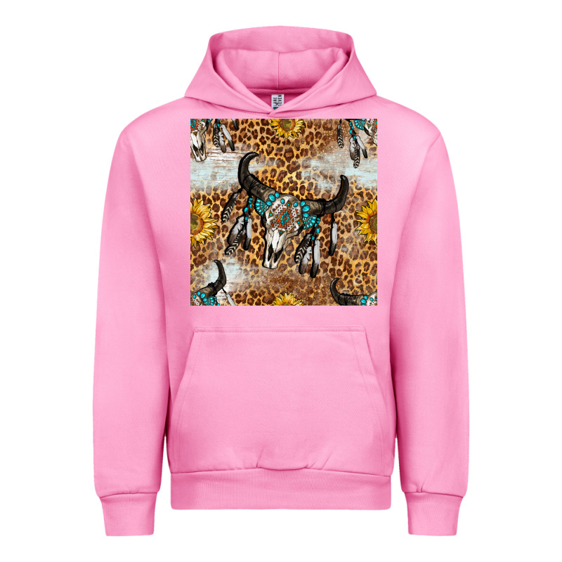 Western Bull Skull And Sunflowers With Leopard Seamless Pattern Urban Hoodie by BundleAndBundleShop | Teevron
