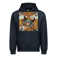 Navy Western Bull Skull And Sunflowers With Leopard Seamless Pattern Urban Hoodie - BundleAndBundleShop