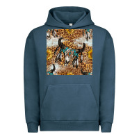 Pigment Midnight Navy Western Bull Skull And Sunflowers With Leopard Seamless Pattern Urban Hoodie - BundleAndBundleShop