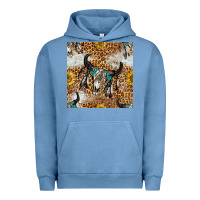 Pigment Pebble Blue Western Bull Skull And Sunflowers With Leopard Seamless Pattern Urban Hoodie - BundleAndBundleShop