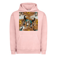 Pigment Salmon Western Bull Skull And Sunflowers With Leopard Seamless Pattern Urban Hoodie - BundleAndBundleShop