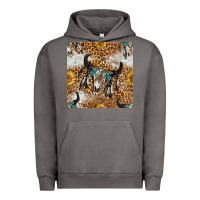 Pigment Tornado Western Bull Skull And Sunflowers With Leopard Seamless Pattern Urban Hoodie - BundleAndBundleShop