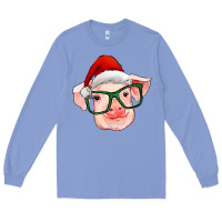 Colony Blue christmas pig with santa claus hat Long Sleeve Tee - RanaPortraitStore