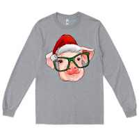 Christmas Pig With Santa Claus Hat Long Sleeve Tee | Teevron