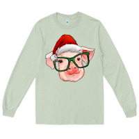 Matcha christmas pig with santa claus hat Long Sleeve Tee - RanaPortraitStore