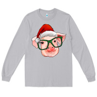 Moon Dust christmas pig with santa claus hat Long Sleeve Tee - RanaPortraitStore