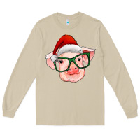 Mushroom christmas pig with santa claus hat Long Sleeve Tee - RanaPortraitStore