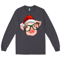 Smoke christmas pig with santa claus hat Long Sleeve Tee - RanaPortraitStore