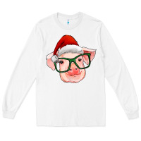 White christmas pig with santa claus hat Long Sleeve Tee - RanaPortraitStore