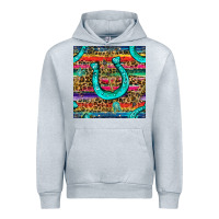Heather Grey Western Horseshoe And Arrow With Leopard And Serape Seamless Pattern Urban Hoodie - BundleAndBundleShop