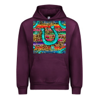 Mauve Wine Western Horseshoe And Arrow With Leopard And Serape Seamless Pattern Urban Hoodie - BundleAndBundleShop