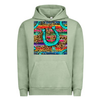 Pigment Oil Green Western Horseshoe And Arrow With Leopard And Serape Seamless Pattern Urban Hoodie - BundleAndBundleShop
