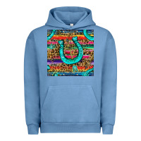 Pigment Pebble Blue Western Horseshoe And Arrow With Leopard And Serape Seamless Pattern Urban Hoodie - BundleAndBundleShop