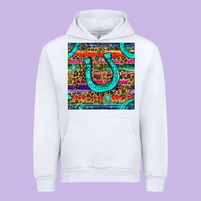 Western Horseshoe And Arrow With Leopard And Serape Seamless Pattern Urban Hoodie Designed By Bundleandbundleshop