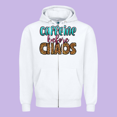 Caffeine Before Chaos Zipper Hoodie Designed By Hra Design Shop