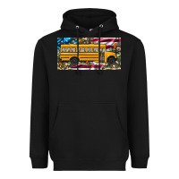 Black school bus camouflage american flag license plate Heavyweight Hoodie - Artiststas